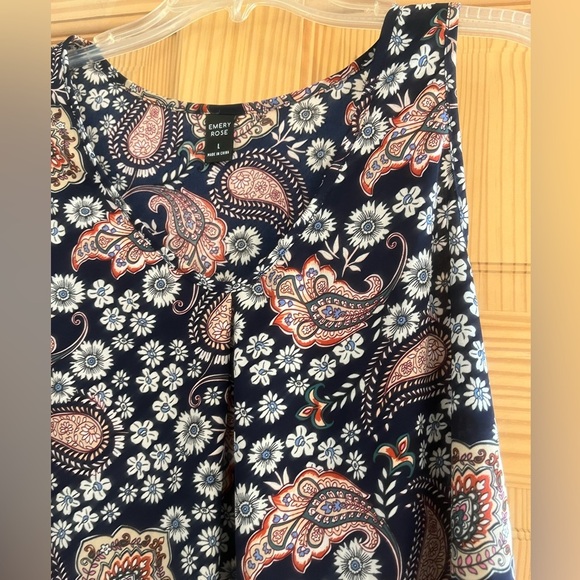 Emery Rose Blue Pink Red and Green Paisley Tank Top Size Larger - Picture 3 of 6